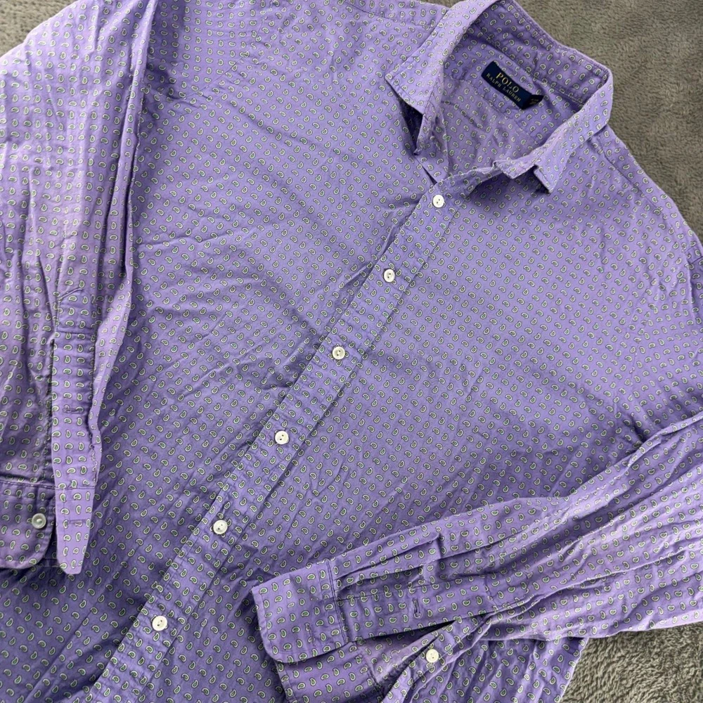 Polo‎ Ralph Lauren Shirt Mens XL Purple Paisley Cotton Long Sleeve Button Down